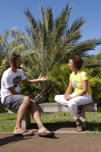 Dave and Rosa Pire talk about marine issues at Madeira Botanical Gardens